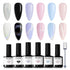 Modelones Holographic Gel Nail Polish Set 6 Colors, Iridescent Pastel Winter Rainbow 9D Cat Eye Magnetic Glitter Manicure Kit Soft Nude Pink Blue Purple Black Shimmer Effect at Home Gifts for Women Girls