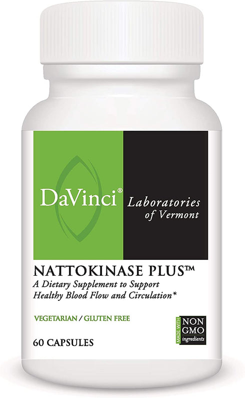 Davinci Labs Nattokinase Plus - Dietary Supplement to Support Healthy Blood Flow, Vascular Health, Capillary Strength and Blood Pressure Already in Normal Range* - 60 Vegetarian Capsules