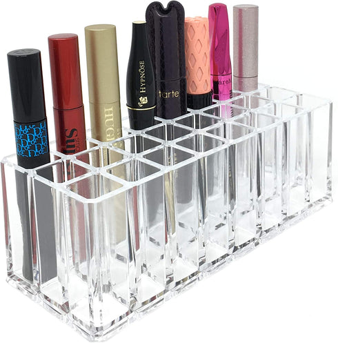byAlegory Acrylic Eye Mascara Organizer Beauty Makeup Holder 24 Space Organization Container Storage For Tall Tubes Refillable Container - Clear