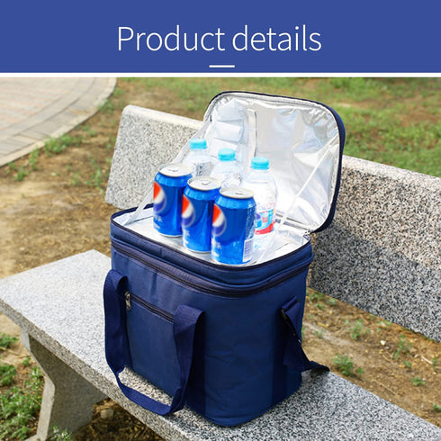 BLBL Insulated Cooler Bag,Collapsible fresh-keeping Bag, large Shopping Bags, Hot & Cold Food Delivery lunch lightweight, washable, Suitable for Camping, Picnic& Beach, Blue