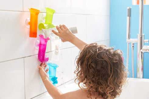 Boon PIPES Building Toddler Bath Tub Toy for Kids Aged 12 Months and Up, Blue (Pack of 5)