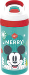 Zak Designs Disney Kids Water Bottle with Straw and Built in Carrying Loop Made of Durable Plastic, Leak-Proof Design (16 oz, Mickey Mouse)