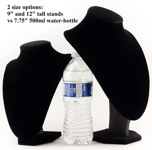 Tytroy Elegant 12" 3D Black Velvet Necklace Jewelry Display Model Bust Stand for Home (Dresser/Shelves) & Business (Showroom/Fair) Storage Decoration & Presentation (12in 1PC)