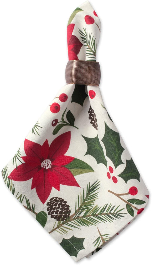 DII Woodland Christmas Tabletop Collection, Napkin Set, Poinsettia, 6 Piece