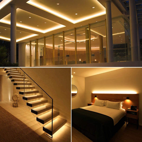 LE 12V LED Strip Light, Flexible, SMD 2835, 300 LEDs, 16.4ft Tape Light for Home, Kitchen, Party, Christmas and More, Non-Waterproof, Warm White, Pack of 2(Not Include Power Adapter)