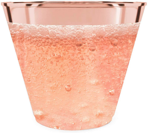 50 Rose Gold Cups 9 Oz Rose Gold Plastic Cups Fancy Disposable Wedding Cups Elegant Party Cups with Rose Gold Rim Flexible Party Wedding Rose Gold Plastic Tumblers by KARRAHOME