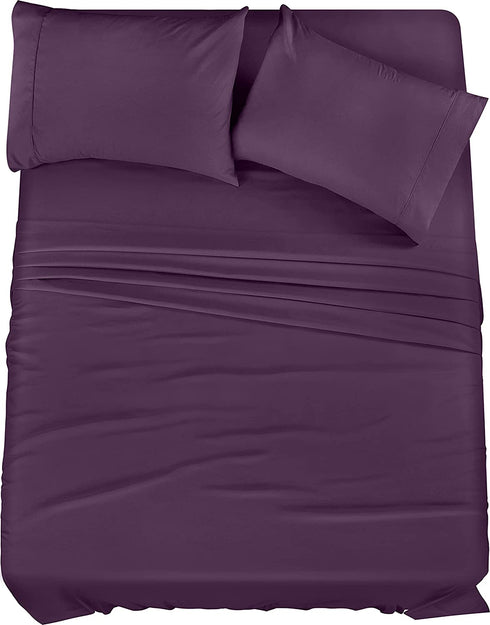 Utopia Bedding King Bed Sheets Set - 4 Piece Bedding - Brushed Microfiber - Shrinkage and Fade Resistant - Easy Care (King, Purple)