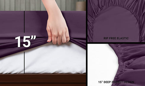 Utopia Bedding King Bed Sheets Set - 4 Piece Bedding - Brushed Microfiber - Shrinkage and Fade Resistant - Easy Care (King, Purple)