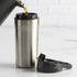 Primula Commuter Thermal Coffee Mug Water Bottle with Multifunction Carabiner Lid, 16 Oz, Brushed Stainless Steel