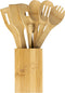 IGA - Organic Bamboo Cooking Utensils Set Spoons, Spatulas With Holder For High Heat Resistant In Nonstick Pots, Pans & Cast Irons Skillets (8-Piece Set) Great Gift Idea For Everyday Use
