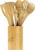IGA - Organic Bamboo Cooking Utensils Set Spoons, Spatulas With Holder For High Heat Resistant In Nonstick Pots, Pans & Cast Irons Skillets (8-Piece Set) Great Gift Idea For Everyday Use