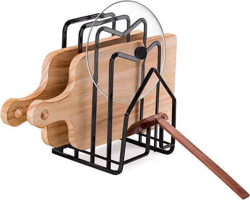 Lomoky Cutting Board Rack Holder Chopping Board Organizer, Stand Holder Pot Pan Lid Organizer Rack for Dish Drain Kitchen Countertop Cookie Sheet Storage