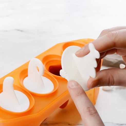 Tovolo Dino Ice Pop Molds, Flexible Silicone, Easily-Removable, Dishwasher Safe, Set of 4 Popsicle Makers with Sticks