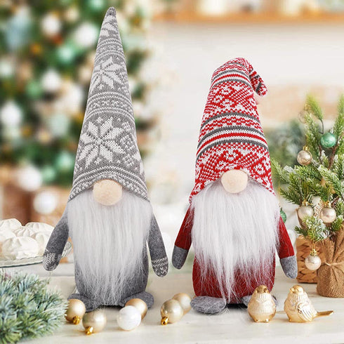 Valentine's Day Gnomes Plush Doll, 2 PCS Decorative Christmas Decor Indoor Ornaments Red Grey Elf Handmade New Year Holiday Xmas Valentine Gifts Swedish Tomte 15.7"
