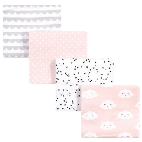 Hudson Baby Unisex Baby Cotton Flannel Receiving Blankets, Pink Clouds, One Size