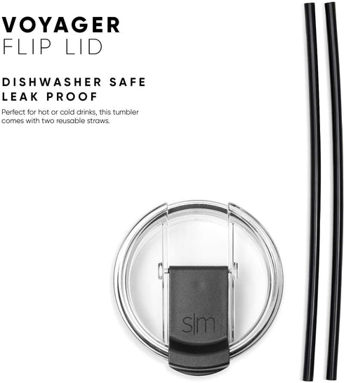 Simple Modern Travel Coffee Mug Insulated Stainless Steel Thermos Cup Voyager with Straw and Clear Flip Lid 20oz (590ml) Tumbler, -Midnight Black