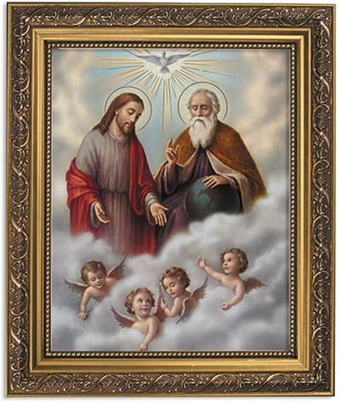 Gerffert Collection Holy Trinity Framed Portrait Print, 13 Inch (Ornate Gold Tone Finish Frame)