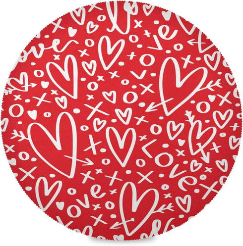 Blueangle Red Hearts and Arrows Round Placemats Set of 6, Kitchen Dining Table Valentine's Day Decoration