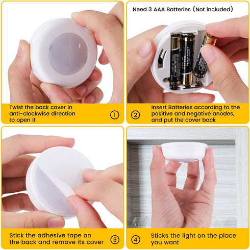 Puck Lights with Remote Under Cabinet Lighting Wireless LED Color Changing Puck Lights with Timing, Battery Operated Lights, LED Closet Lights Under Counter Lighting Stick on Lights (6 Pack)