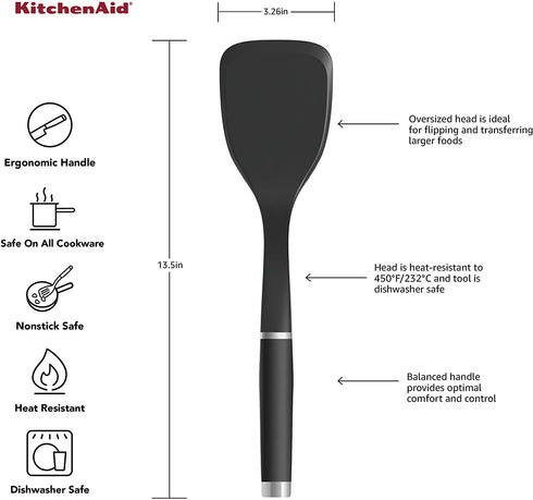 KitchenAid - KO001OHOBA KitchenAid Gourmet Large Solid Turner, one size, Matte Black