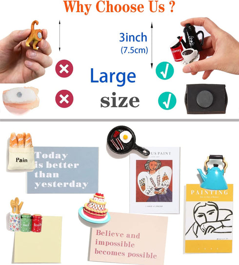 12pcs Food Magnets for Fridge Magnets Decorative Kitchen Magnets Cute Magnets Food Refrigerator Magnets for Kitchen Home Decor,Strong Resin Magnets Home Decor Office