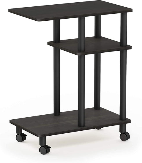 Furinno Turn-N-Tube U Shape Sofa Side Table with Casters, Espresso/Black