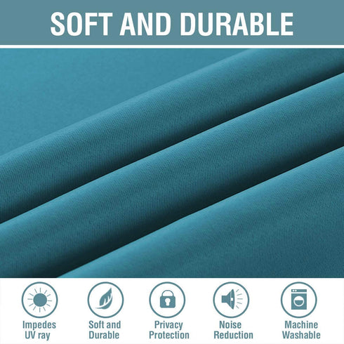 Blackout Curtains Drapes 63 Inch Length for Bedroom/Living Room, Thermal Insulated Small Curtain for Bedroom, Grommet Top - Solid in Turquoise Blue (One Panel)