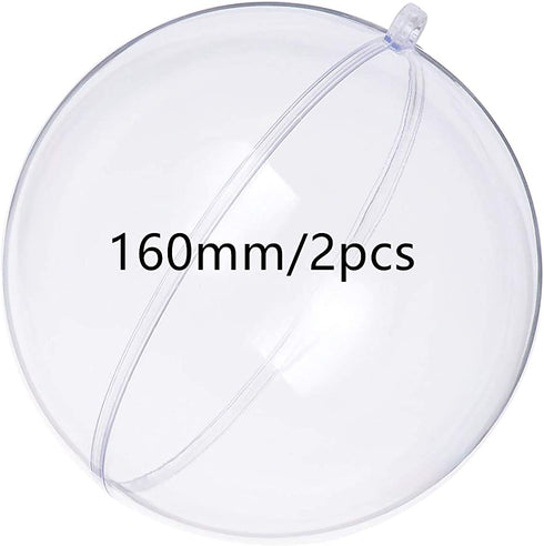 KENAST Clear Plastic Fillable Ornaments Ball, DIY Ornaments for Christmas, Wedding, Party, Home Decor (160mm/2pcs)