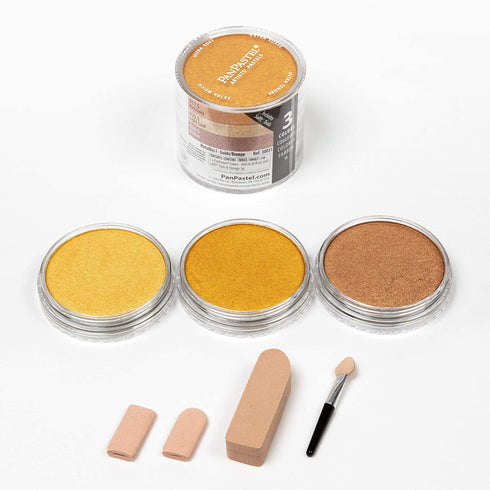 PanPastel 30031 Metallics Golds/Bronze 3 Color Ultra Soft Artist Pastel Set w/Sofft Tools