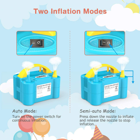 Balloon Pump, Dr.meter Portable Dual Nozzle Electric Balloon Pump, 110V 600W Balloons Air Blower/Inflator for Party Decoration/Halloween/Wedding/Birthday/Anniversary/Christmas, Blue