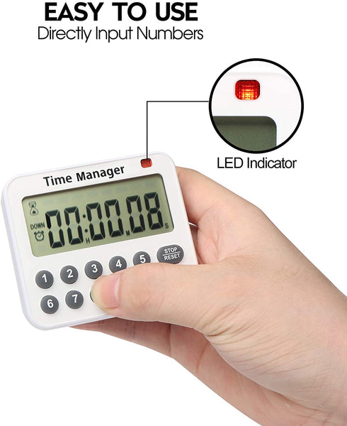 2 Pack Digital Countdown Kitchen Timer - AIMILAR AY4052-2 Magnetic Count Up Down Cooking Timer with Magnet Back Loud Alarm Directly Input Hours Minutes and Seconds