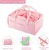 Diaper Caddy Organizer, Baby Basket Nursery Storage Bin with Dustproof Cover for Changing Table, Large Portable Car Organizer for Wipes, Bottle, Diapers, Shower, Newborn Girl & Boy Gifts, Pink