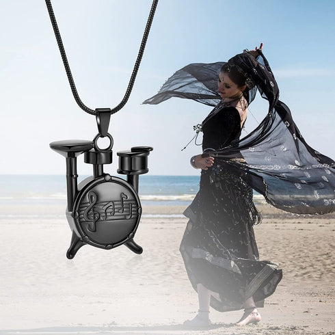 mingkejw Cremation Jewelry Drum kit Set Music Urn Necklace for Ashes for Women Men Memorial Keepsake Human Ashes Pnedant