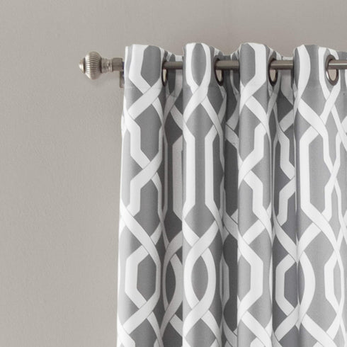 Lush Decor Edward Trellis Curtains Room Darkening Gray Window Panel Set for Living, Dining, Bedroom (Pair), 84? x 52