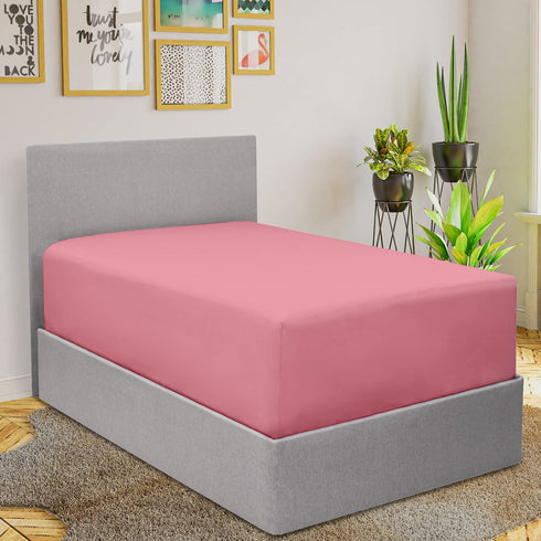 Mellanni Extra Deep Pocket King Fitted Sheet - Cooling Sheets up to 21" Deep Mattress - Hotel Luxury 1800 Bedding - Wrinkle, Fade, Stain Resistant - 1 Single King Fitted Sheet Only (King, Pink)
