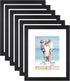 Icona Bay 8x10 Picture Frames w/ Mat for 5x7 (Black, 6 Pack), Sturdy Wood Composite Photo Frames, Sleek Design, Table Top or Wall Mount, Exclusives Collection