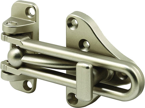 Defender Security U 11316 Swing Bar Door Guard With High Security Auxiliary Lock, Satin Nickel Finish, 1-Pack