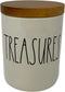 Rae Dunn by Magenta, Treasures Ceramic Canister w/Wood lid, Beige, Black LL