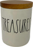 Rae Dunn by Magenta, Treasures Ceramic Canister w/Wood lid, Beige, Black LL