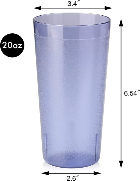 New Star Foodservice 46441 Tumbler Beverage Cup, Stackable Cups, Break-Resistant Commercial SAN Plastic, 20 oz, Blue, Set of 12