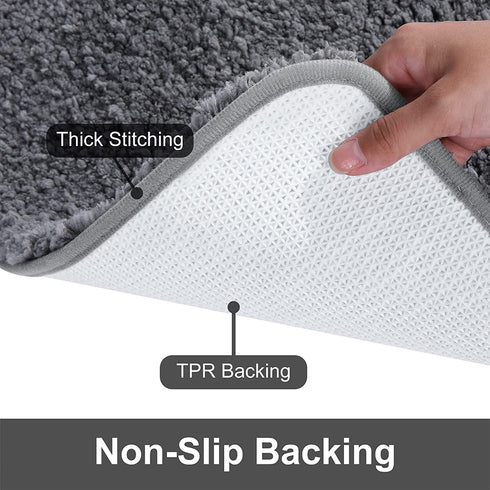 Buganda Microfiber Bathroom Contour Rug (20x24, Grey) Shaggy Soft and Absorbent , Non Slip, Thick Plush, Machine Washable U Shape Toilet Rug for Bathroom