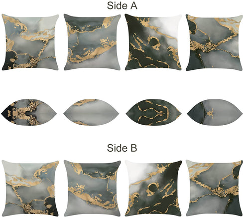 Bonhause Grey Marble Throw Pillow Covers 18 x 18 Inch Set of 4 Abstract Art Modern Decorative Throw Pillow Cases Soft Velvet Outdoor Cushion Covers for Sofa Couch Car Bedroom Home Decor