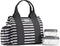 Fit + Fresh Sanibel Insulated Lunch Bag, Lunch Bag for Women Includes 2 Food Containers, Reusable Lunch Box, Perfect for Work, School, Beach & More, Black Stripe