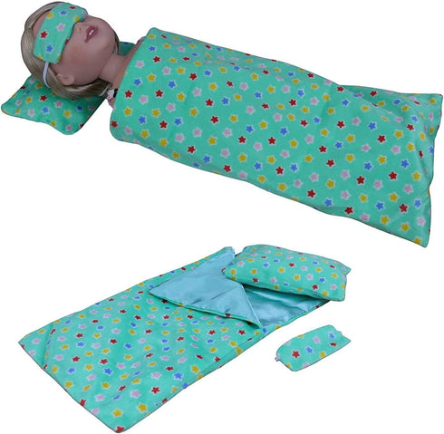 ZITA ELEMENT 14 - 14.5 Inch Girl Baby Doll Sleeping Bag with Pillow and Eye Mask for 14 - 14.5 Inch Doll Accessories Xmas Gift