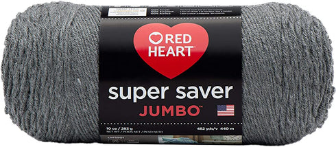 Red Heart Super Saver Jumbo Yarn, Gray Heather
