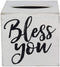 Young's Inc. Wood Bless You Tissue Box Cover - 6" L x 6" W x 6" H - Square Tissue Box Holder - Decorative Tissue Dispenser
