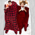 PAVILIA Fleece Blanket with Sleeves and Foot Pockets for Women Men Adult, Wearable Blanket Throw Wrap, Warm Cozy Extra Soft Sleep Hug Blanket with Feet, Gift for Women Mom (Checkered Red)