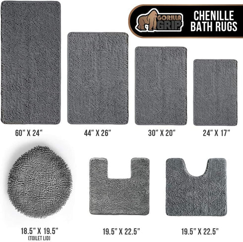 Gorilla Grip Shag Chenille Bathroom Toilet Lid Cover, Machine Wash, Ultra Soft Plush Seat Covers, Large Fabric Covers, 19.5x18.5, Fits Standard Toilet Lids, Bathroom Accessories and Decor, Gray