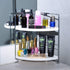 2-Tier Corner Storage Shelf Stackable Organizer for Cosmetics, Bathroom, Kitchen, Countertop, and Vanity, Silver