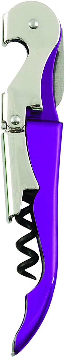 True TrueTap Metallic Purple Double Hinged Waiters Corkscrew, Stainless Steel Wine Key with Foil Cutter 4.75x0.5x1